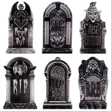 6 PCS 17" Halloween Tombstones Outdoor Decorations, Graveyard Tombstones Prop...