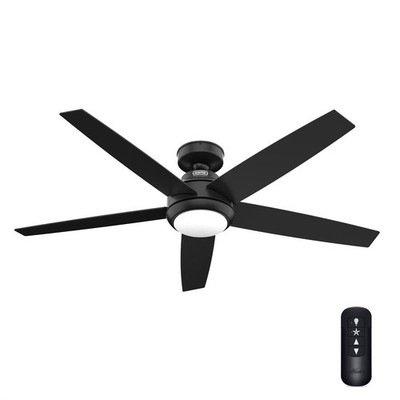 Hunter Fan 52 in Matte Black Ceiling Fan with Indoor Remote Control and Light