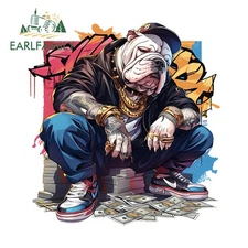 EARLFAMILY Graffiti Gangster Dog Windows Car Stickers Creative Cartoon Decals