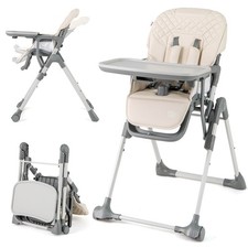 Foldable High Chair for Babies and Toddlers w/ Footrest Detachable Tray