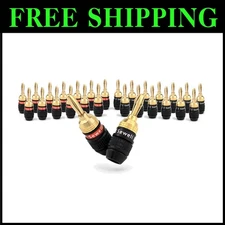 Deadbolt Banana Plugs 14-Pairs, Gold Plated Speaker Plugs