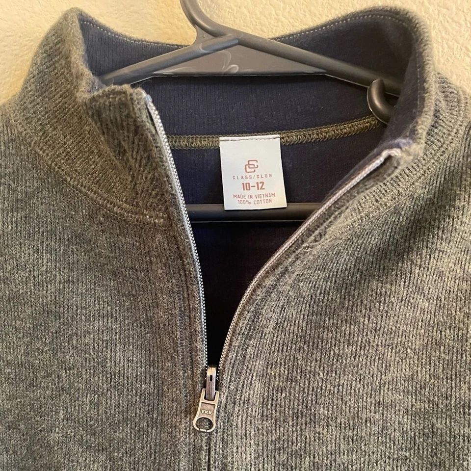 Class Club Niños 1/4 Cremallera Cuello Simulado Suéter Talla 10/12 Verde Foto 2 de 4