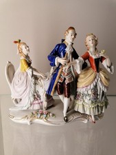 Sitzendorf Porzellan Figur Trio Musikanten Tanzstunde am Flügel Rokkoko Top 1. W