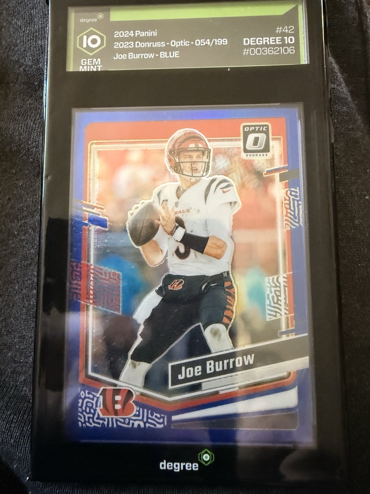 JOE BURROW 2023 PANINI DONRUSS OPTIC #42 BLUE PRIZM -SP /199- BENGALS