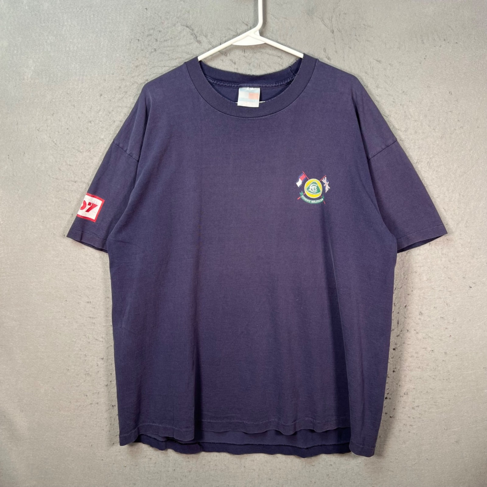Vintage 90s Tommy Hilfiger Team Lotus F1 Championship T-Shirt Blue Size XL