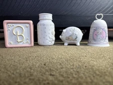 Lot If 4 Precious Moments Cute Baby Lot 3 Piggy Banks And A Bell All New