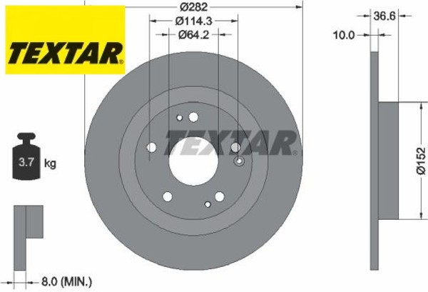 2X Bremsscheibe Textar 92301303 2 Bremsscheiben FüR Honda-image