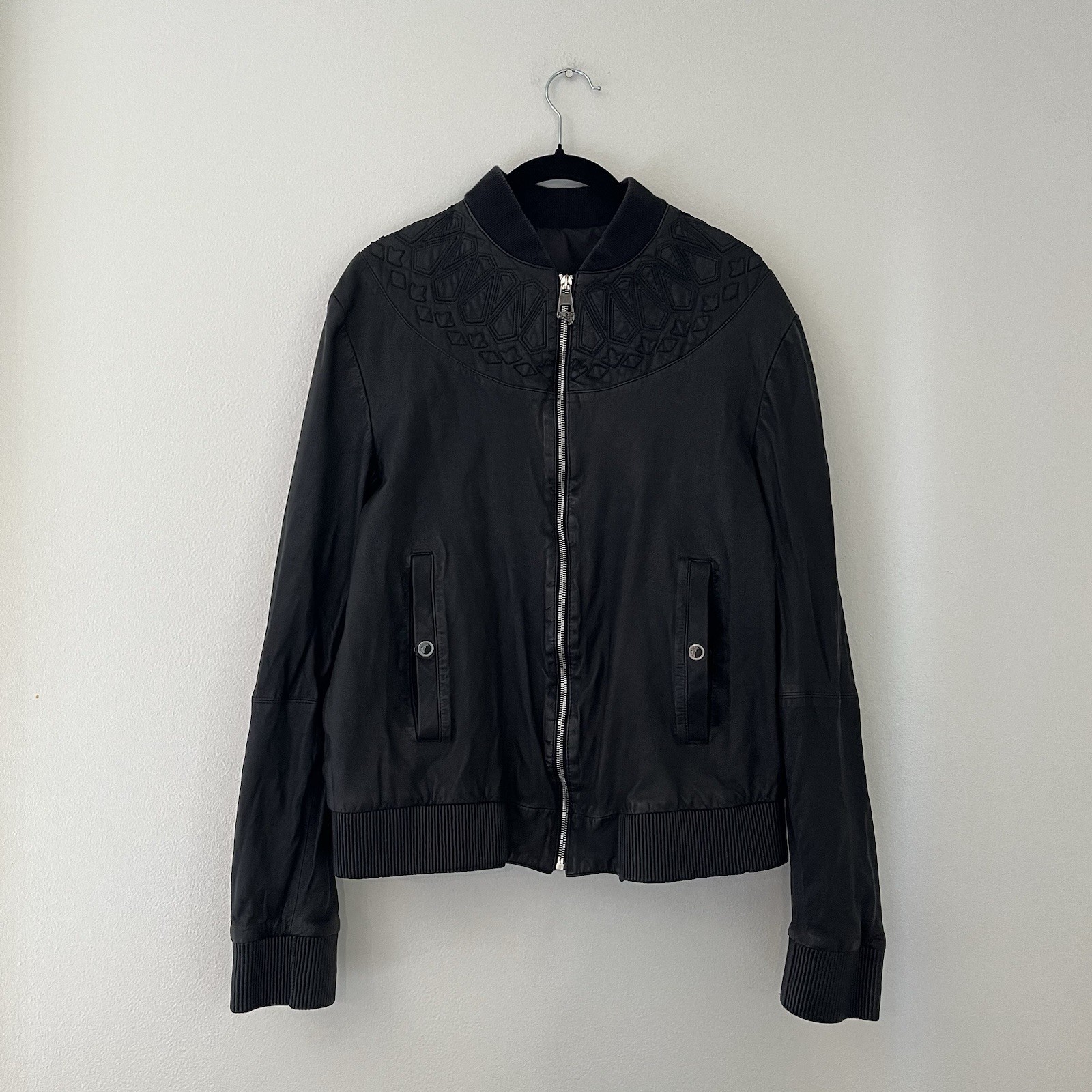 Versace Collection Leather Patchwork Bomber Jacke… - image 1