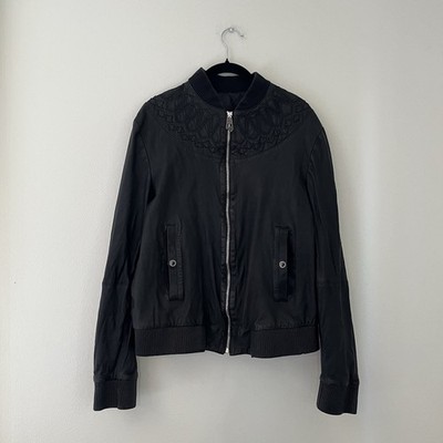 Versace Collection Leather Patchwork Bomber Jacket Size 52 Mens Zip Up Medusa