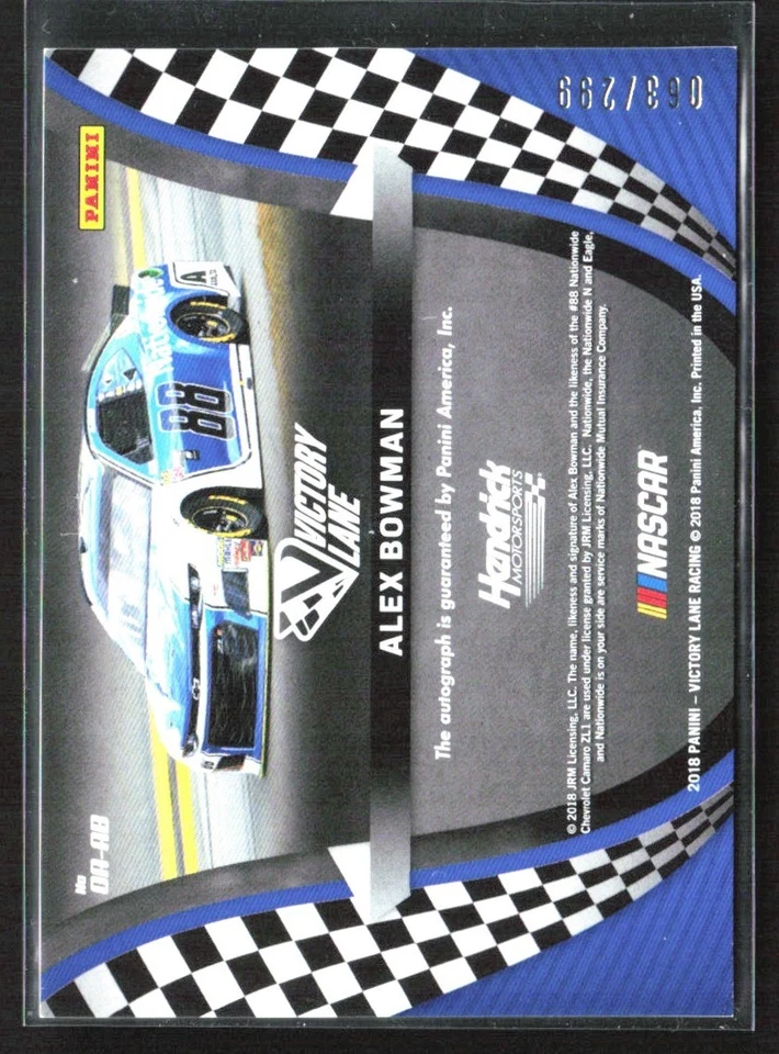 Alex Bowman 2018 Victory Lane Octane Auto /299 #OA-AB - Image 2 of 3
