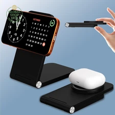 Wireless Charger, Magnetic Foldable Travel Fast Charging Station Stand for Iphon
