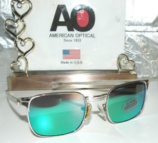 VTG 1959 AMERICAN OPTICAL 1/10 12K WHITE GOLD AVIATOR SUNGLASSES BOX 88 AO RB