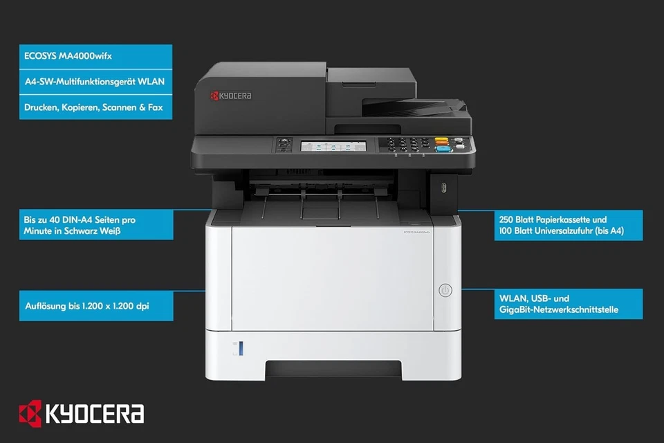 Kyocera Ecosys M2640idw Multifunktionsdrucker. WLAN Drucker Multifunktionsgerät - Bild 3 von 3