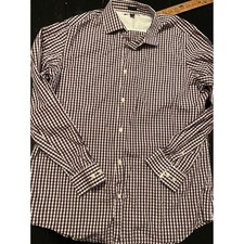Banana Republic Mens Gingham Check Dress Shirt XL Fitted Italy Woven
