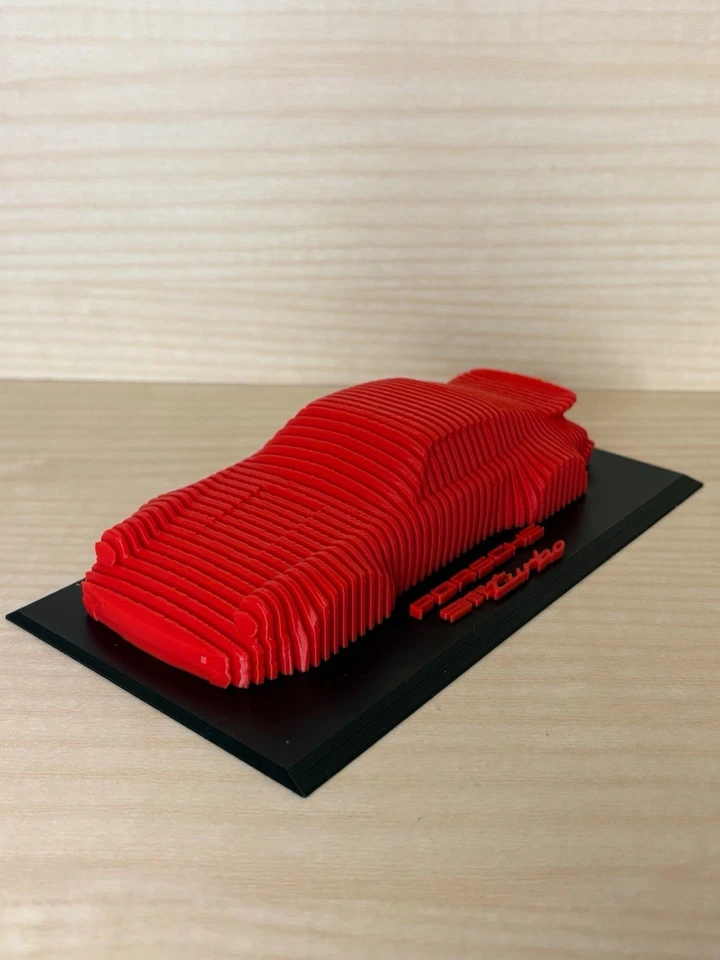 Arte de escritorio en capas Porsche 930 Turbo 3D - modelo de escultura roja pieza de exhibición de 185 mm Foto 2 de 2