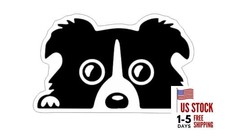 Peeking Dog Decal, Vinyl Face Sticker for Car Window, Black and White Adhesive