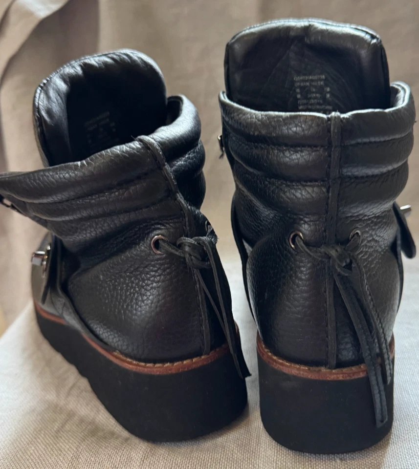Botas COACH Urban Hiker Mujer Cuero Negro Cuña Plataforma Talla 9 B Foto 2 de 4