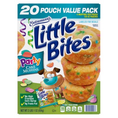 Entenmann s Little Bites Party Cake Muffins, 1.65 oz, 20-count