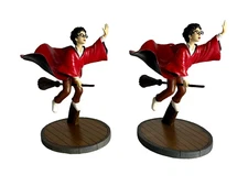 2 Harry Potter Tabletop Figurine Harry Riding On Broom 2005 Statue w BOXES