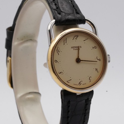 HERMES PARIS QUARTZ 5 DAMEN UHR 27MM STAHL/GOLD CLIPPER ARMBAND VINTAGE CL5.210 - Bild 3 von 10