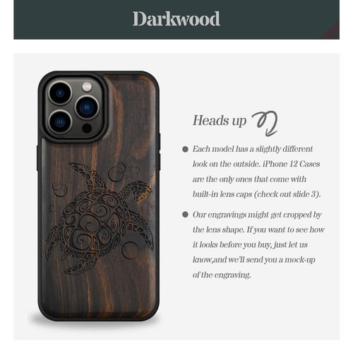 Magnet Holz Hülle für iPhone 12 13 14 15 16 Pro Max Plus MagSafe Cover Schildkröte - Bild 10 von 13