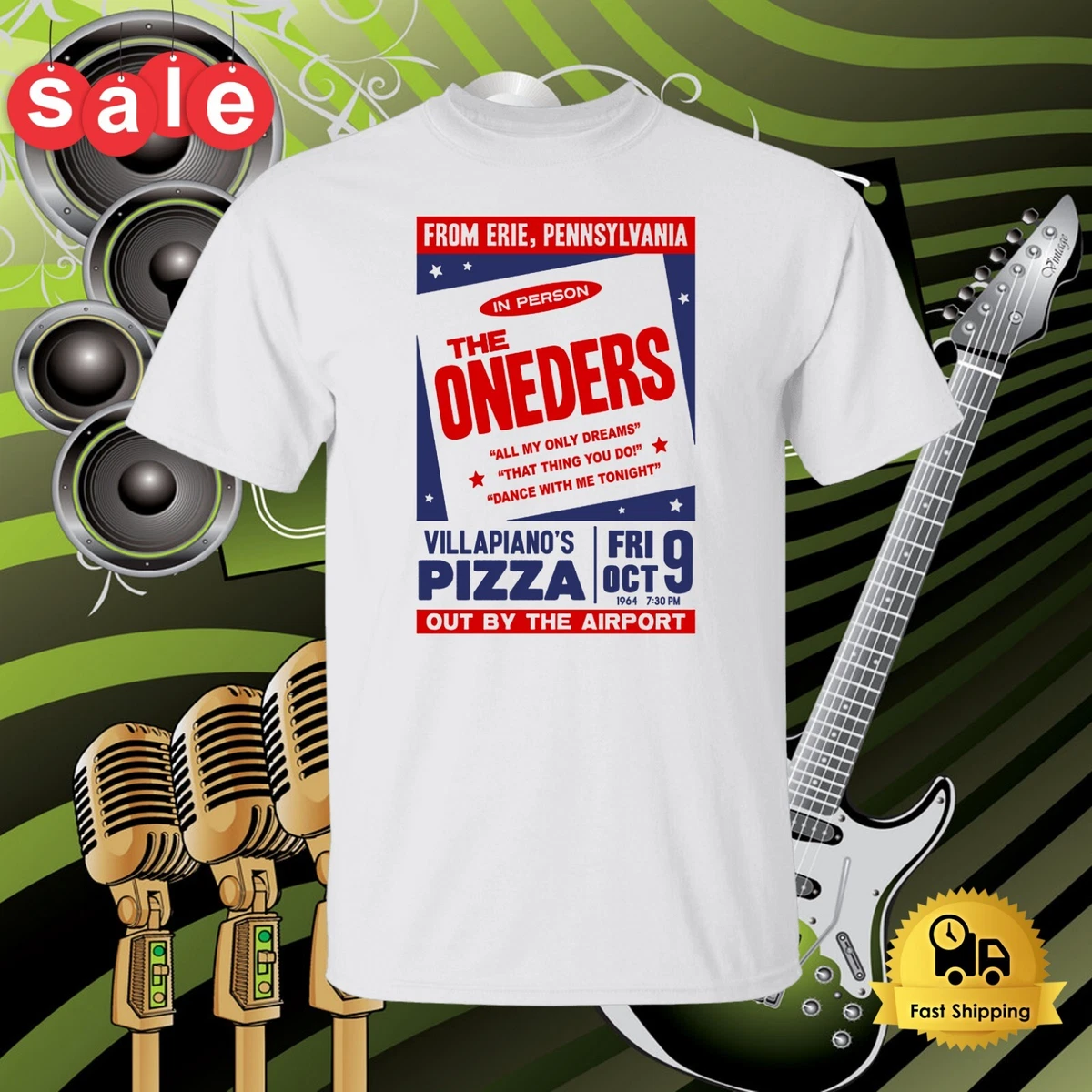 That Thing You Do The Oneders Villapianos Pizza T-Shirt Tom Hanks The Wonders