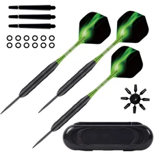 3Pcs Steel Tips Darts Sets Aluminum Shafts Professional Competition Dart Green