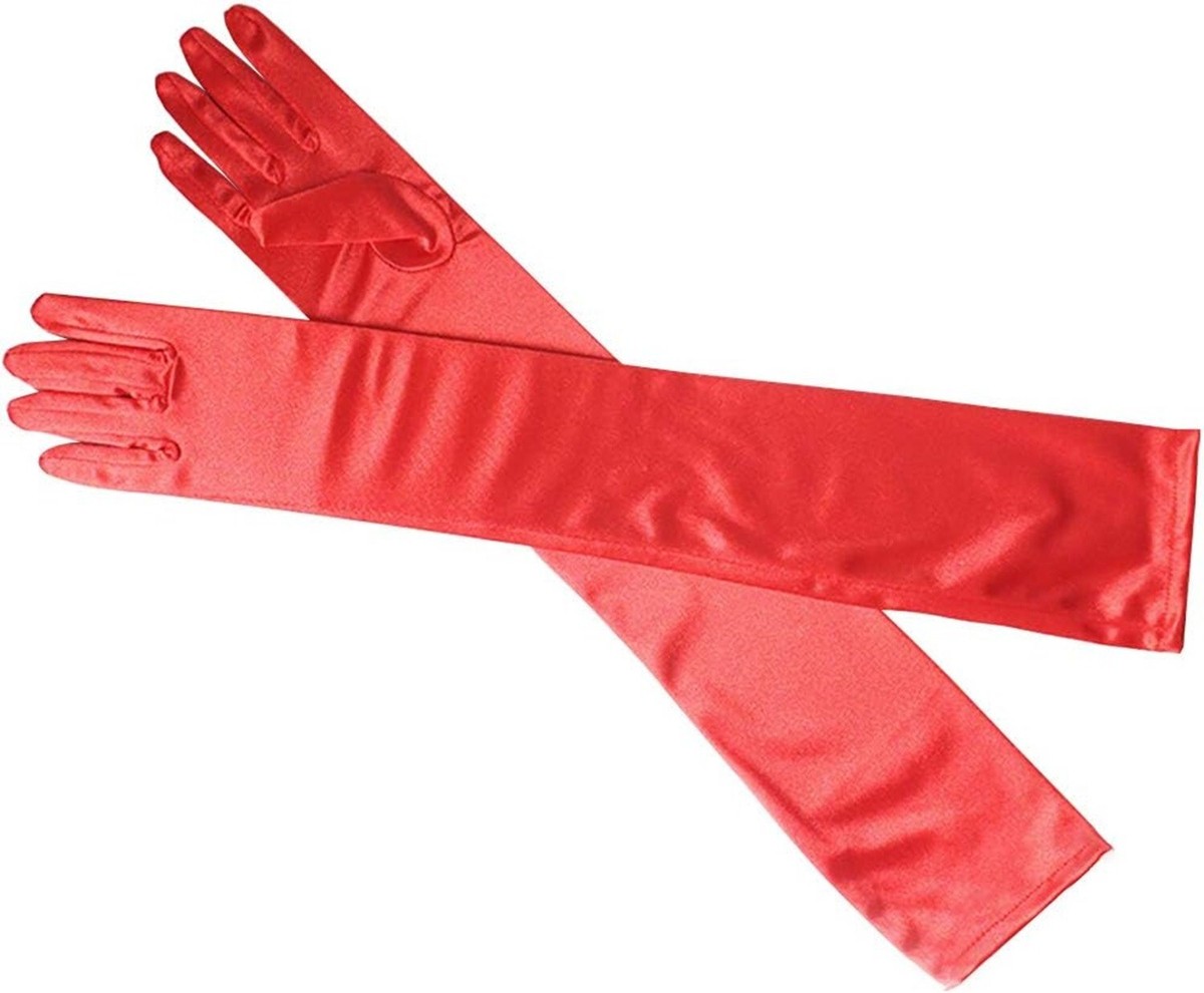 Lange Rüschenhandschuhe Für Damen – Rot, Perfekt Für Kostüme, Party & Abendlooks