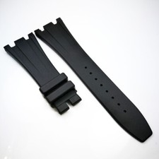 28mm / 18mm Black Rubber Strap Band for AP Royal Oak Offshore 42mm Model