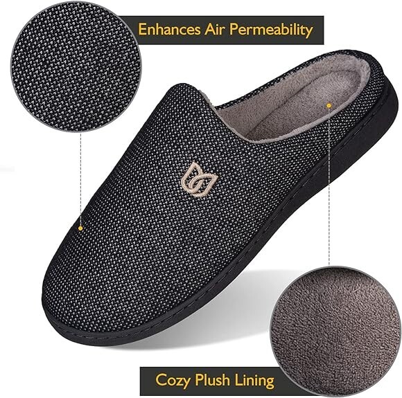 SAOLA Pantofole da uomo grigie scarpe da casa suola antiscivolo in memory foam 10 11 UK da uomo prezzo disponibile £49