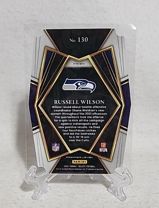 2021 Panini Select Russell Wilson #130 Premier Level Die-Cut Silver Prizm - Image 2 of 2