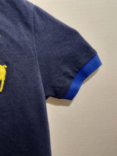 Polo Ralph Lauren Kids Boys Shirt Size 7 Navy Blue Big Pony Red Green Colorblock - Picture 4 of 8