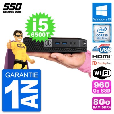Mini PC DELL 5050 Micro Core i5-6500T RAM 8Go SSD 960Go HDMI Windows 10 Wifi