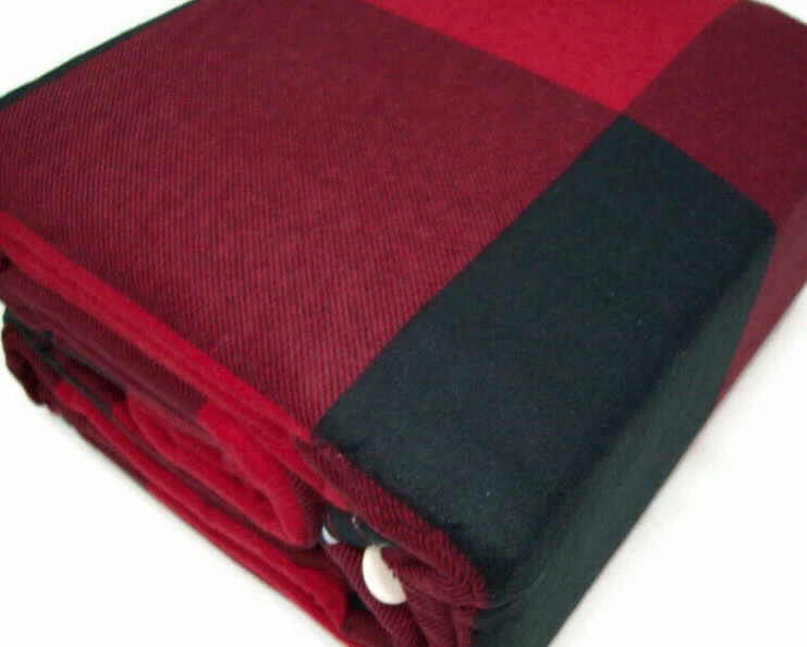 Martha Stewart 红色水牛格子格子法兰绒棉全大号被套新品 — 第 4/4 张图片