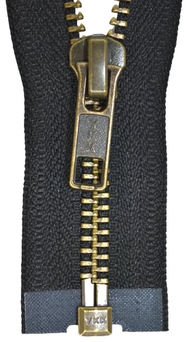 YKK Zipper Strong 8mm Metal Burnished Black 1 Way Divisible 50 -100cm