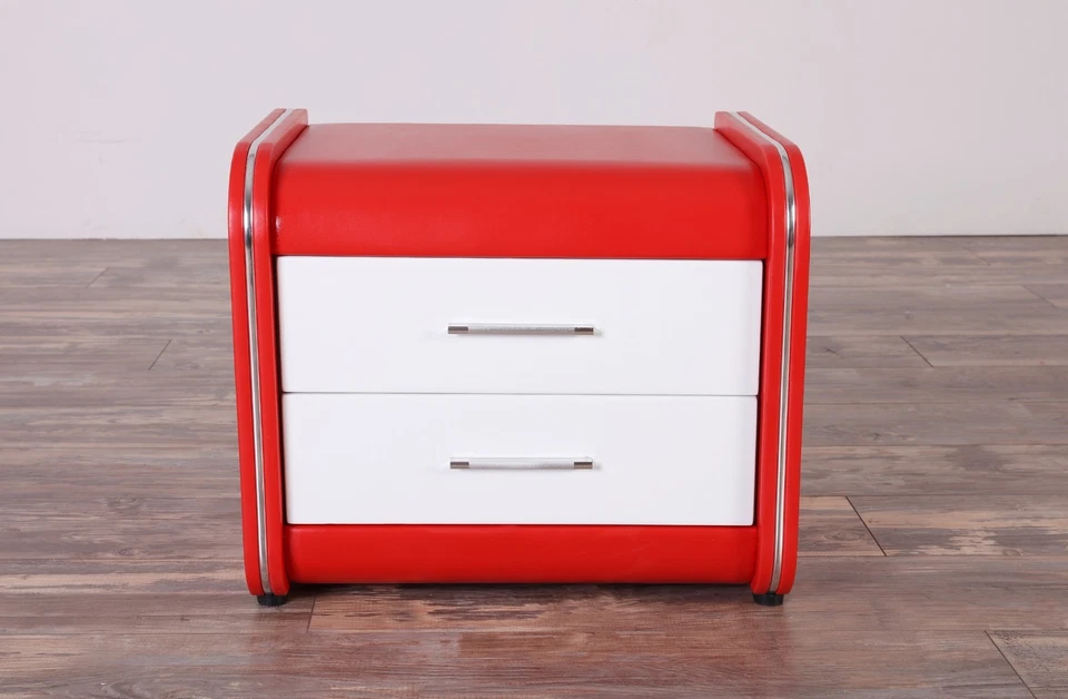 Contemporary and Modern Nightstand with 2 Spacious Drawers and Silver Handles - Image 2 of 4