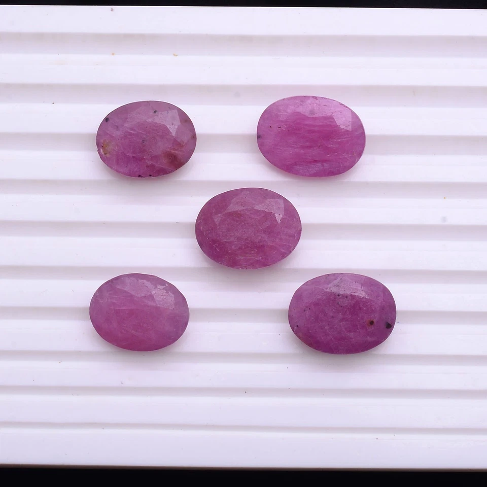 5 Pcs Natural Mozambique Ruby Untreated Oval Cut Dazzling Red Loose Gemstones - Image 3 of 4