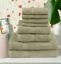 8 PCS TOWEL BALE SET 100% COMBED COTTON SOFT FACE HAND BATH BATHROOM TOWELS