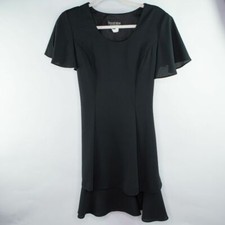 Vintage RANDI MAY Little Black DRESS Tiered Tie-back Size 4 LBD Flutter Sleeves