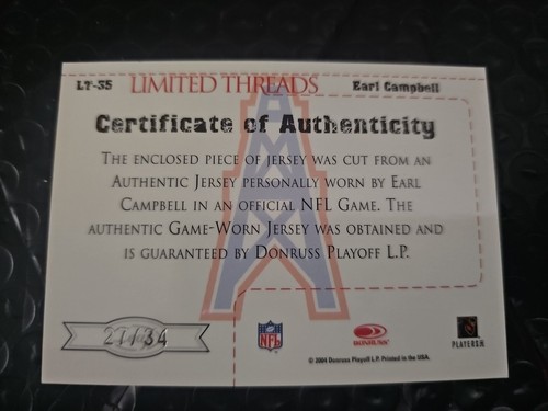 EARL "Tyler Rose" CAMPBELL 2004 Donruss Leaf Limited Patch Auto Thread 27/34 - Picture 2 of 14