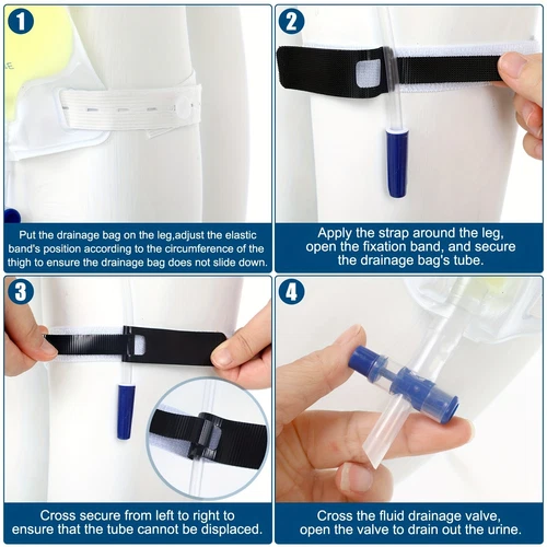 10x Catheter Leg Bag 1000ml Urinary Drainage,2Pcs Catheter Holder Strap Non-Slip - Picture 9 of 16