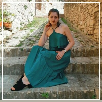 NWT Simplee Emerald Green Boho Two Piece Cropped Halter and Skirt Set Small  Medi | eBay