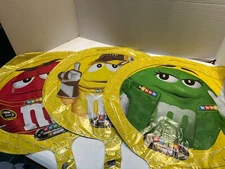 NEW - M&M NASCAR Decorative Mylar Balloons - 17 inch Diameter (Set of 3)