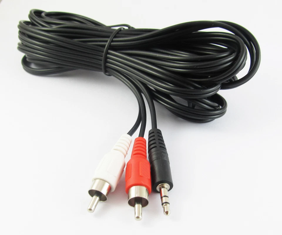 4pcs 3.5mm 16FT/5M Aux Male Stereo Plug to 2 RCA Phono Male Audio Video AV Cable - Image 2 of 3