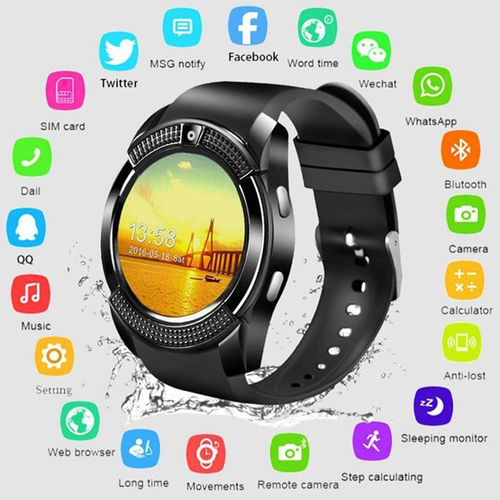 Reloj Inteligente Deportivo Ritmo Cardíaco v8 tarjeta sim cámara Androi  Bluetoot | eBay