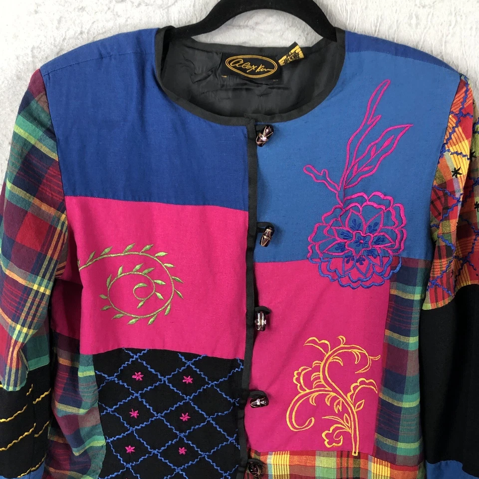 Chaqueta Alex Kim Mujer Grande Colorida Bordada a Cuadros Edredón Artístico Retazos Foto 4 de 4