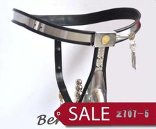 Male Stainless Steel Lockable Chastity Belt with Hole Underwear BDSM Plug Beads