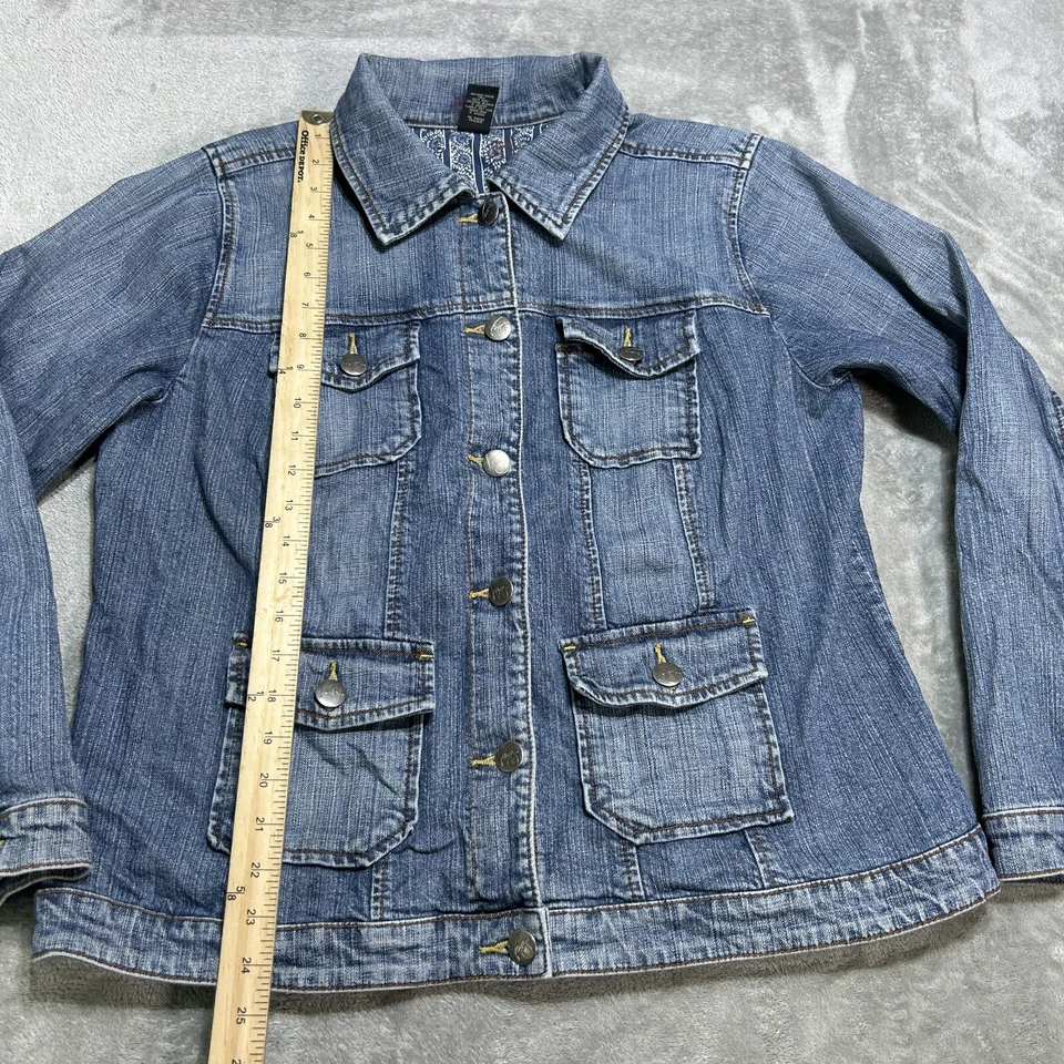 Chaqueta Venezia Denim Chore Mujer 14/16 Azul Elástico Botón Y2k Grunge Foto 4 de 4
