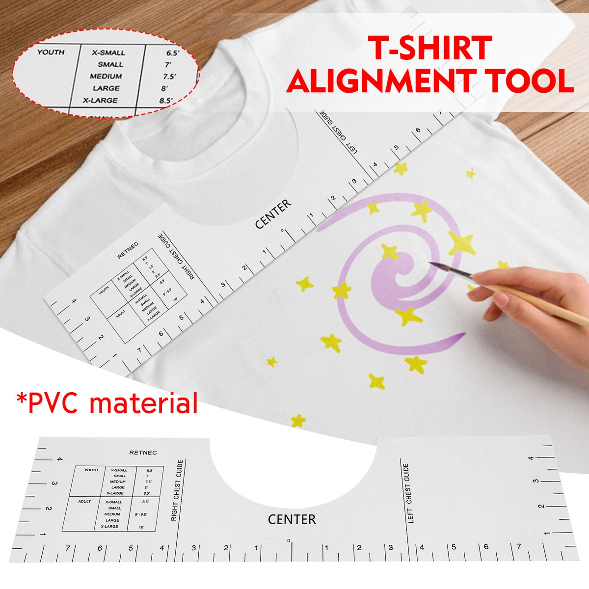 Wholesale Transparent Acrylic Alignment T-Shirt Ruler 