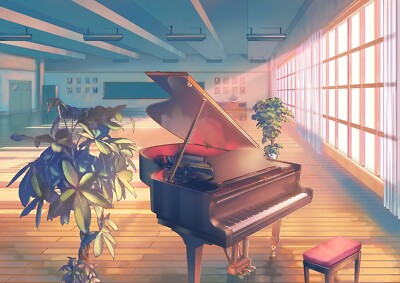 Anime piano classroom indoors musical instrument plants CCG Gaming Mat Desk